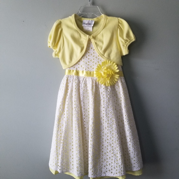 Rare Editions Other - Rare Editions Girls Eyelet Dress White & Yellow 5